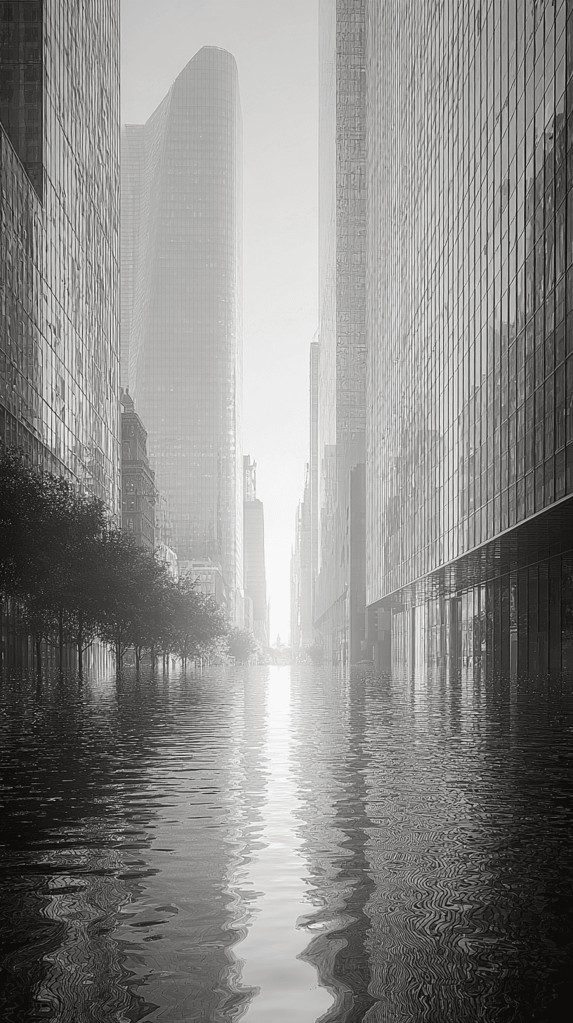 Flooded modern city